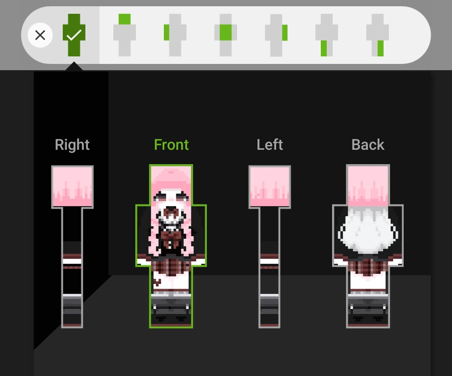 SkinSeed 角色视角选择:Right、Front、Left、Back